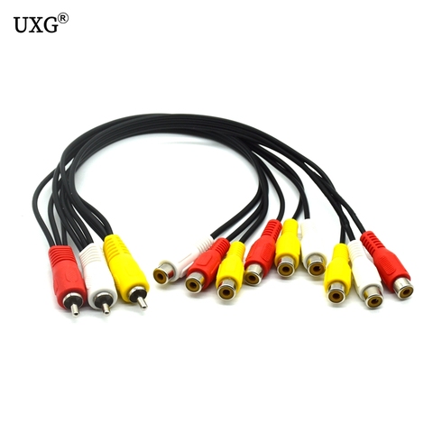 Black 25cm 3RCA Male Jack to 6RCA Female Plug Splitter Audio Video AV TV DVD Adapter Cable ► Photo 1/6