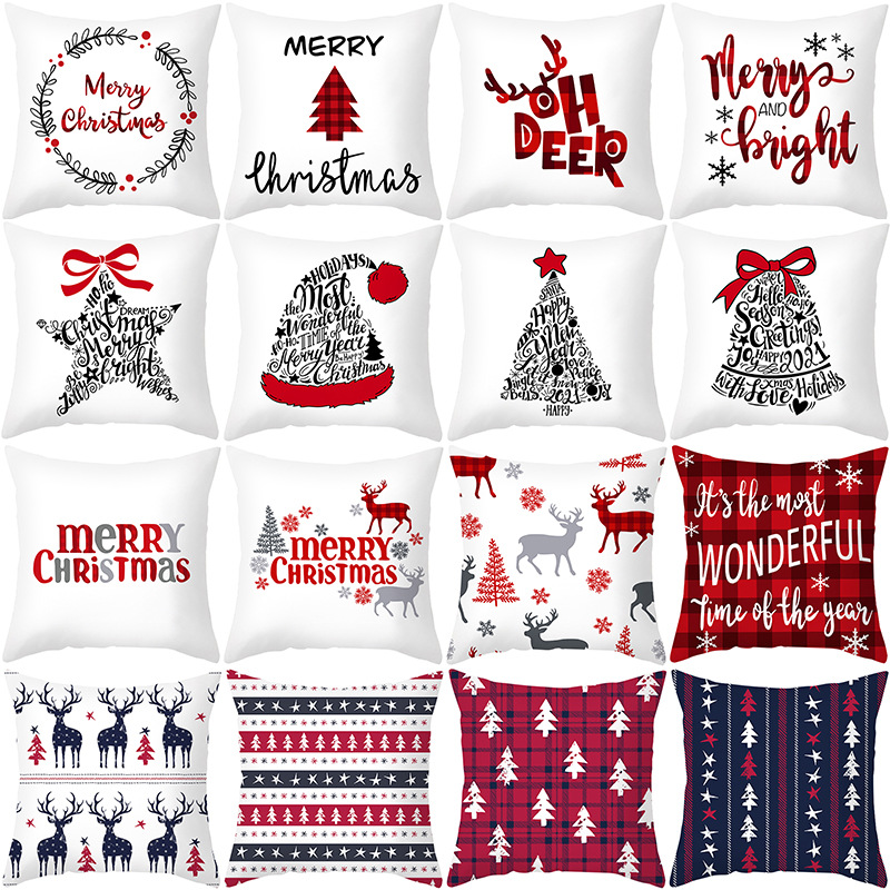 Square Noel Pillowcase Merry Christmas Home Decoration Ornaments Navidad Gifts 