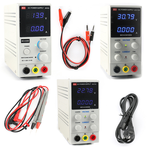 Mini Laboratory Digital LED Adjustable MCH K3010DN K305D K305DN Regulated Switching DC Power Supply 30V 10A 5A 0.01V 0.001A ► Photo 1/6