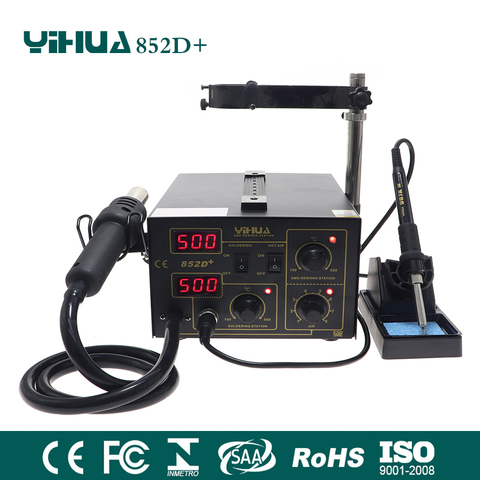 YIHUA 852D 852D+ Hot Air Soldering Station With Soldering Iron Heat Gun Tool BGA Welding Station SMD Desoldering Station ► Photo 1/6