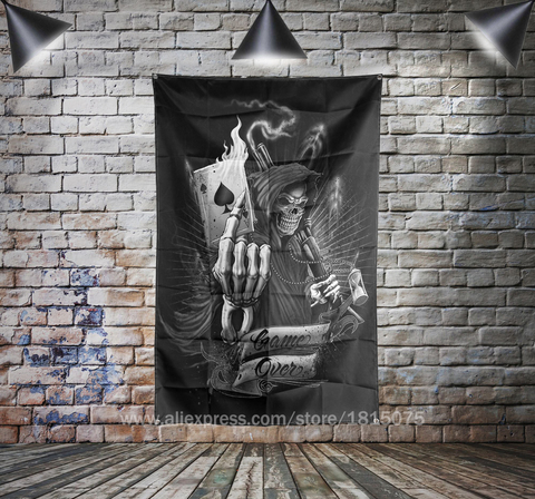 Skull Reaper Spade A Art Flag Banner Home Decoration Hanging flag 4 Gromments in Corners 3*5FT 144cm*96cm ► Photo 1/1
