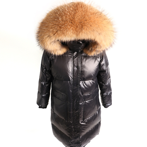 winter women black down jacket  real fox fur big collar coat  Women's duck down jacket Warm long down coat Parka  raccoon collar ► Photo 1/6