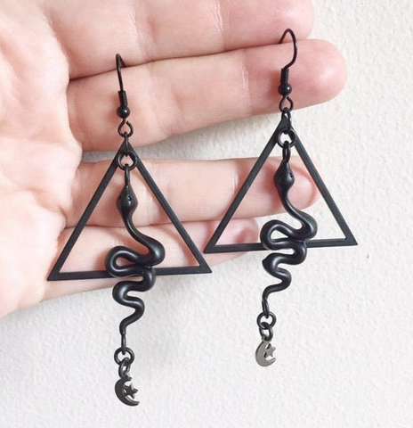 Snakes Earrings Serpent Earrings, Sacred Snake Jewelry, Sacred Geometry Art ► Photo 1/1