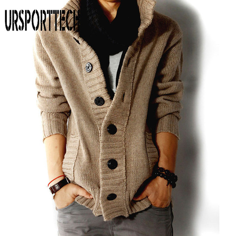 2022 New Sweater Cardigan Men Thick Sleeve Long Jacket Fashion Casual Slim Loose Collar Button Knit Solid Color Sweater For Men ► Photo 1/6