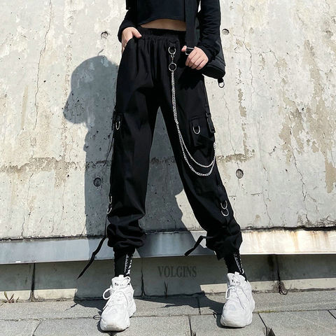 Hot Big Pockets Cargo Pants Women High Waist Streetwear Pants Baggy Tactical Trouser Hip Hop High quality Joggers Pants Female ► Photo 1/6