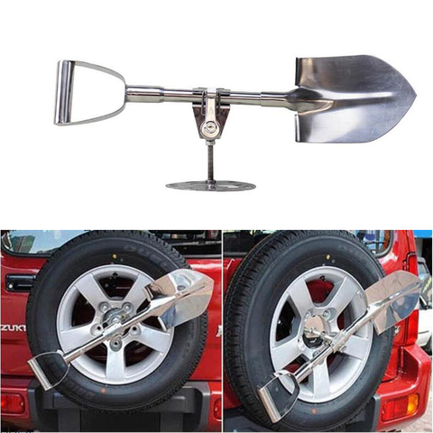 4WD 4x4 SPARE TYRE 304 STAINLESS STEEL MUD SNOW SHOVEL WITH KEY LOCKED SPADE BRACKET ► Photo 1/6