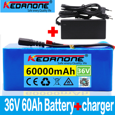 2022 New10S4P 36V Battery 60Ah Battery Pack 1000W High Power Battery 42V 60000mAh 36v Electric Bike Battery BMS With 42v Charger ► Photo 1/6