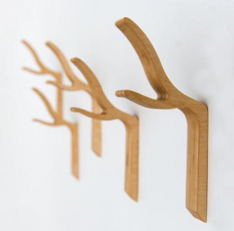LCH  Nordic Style David's Deer Solid Rubber Wood Clothes Hook Keys holder Cupboard Handle Door Pull Handles Entryway Wood Hook ► Photo 1/6