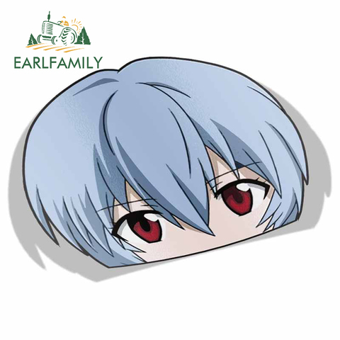 EARLFAMILY 13cm x 9.1cm for Rei Ayanami Evangelion Peek Anime Big Head Vinyl Cartoon Car Sticker JDM Window Trunk Decal ► Photo 1/5