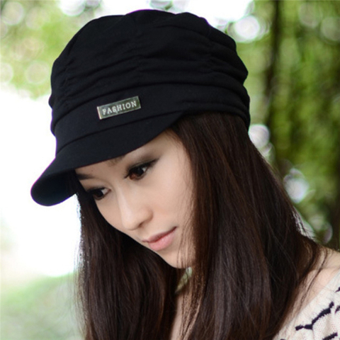 Korean Style Autumn Women Newsboy Caps Pleated Warm Outdoors Visor Newsboy Cap Warm Outdoors Visor Skull Brown Knited Hat ► Photo 1/6