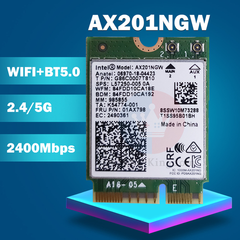 2.4Gbps Wifi 6 Wireless Card For Intel AX201 AX201NGW CNVio 2 Bluetooth 5.0 Network Wifi Card Adapter 802.11ax/ac Windows 10 ► Photo 1/1