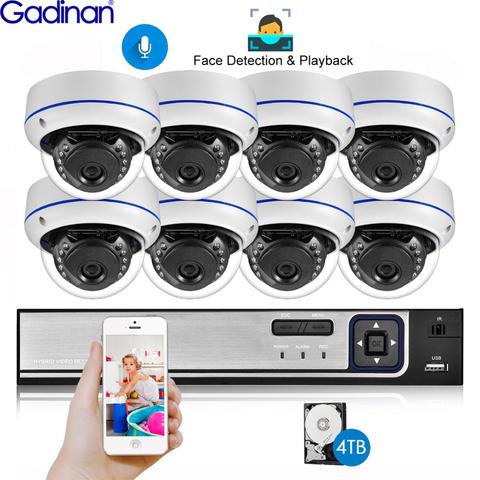 Gadinan Face Detection 8CH 5MP NVR CCTV Security Kit System POE Audio Record Dome Outdoor POE IP Camera Video Surveillance Set ► Photo 1/6