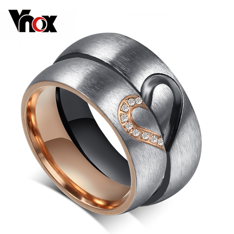 Vnox Vintage Love Puzzle Heart Ring for Valentines Wedding Engagement for Female / Male Personalize Engraving Couple Jewelry ► Photo 1/6