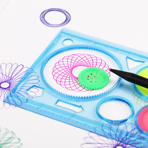 2 PCS Multifunctional Children Variety Spirograph Drawing Plastic Ruler Color Random ► Photo 1/6