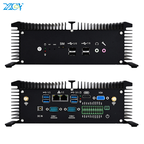 XCY Mini PC i7 7500U 16GB DDR4 512GB SSD Dual Ethernet GPIO RS232/422/485 Wi-Fi LTE Fanless Industrial Computer Windows Linux ► Photo 1/6