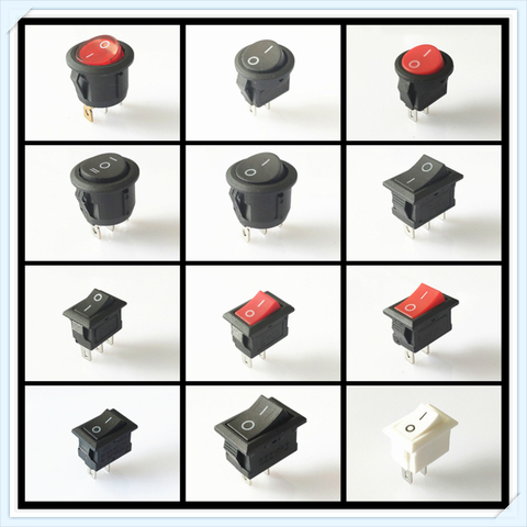 SPST KCD1 2PIN 3PIN On/Off Round/Square Rocker Switch DC AC 6A/250V Car Dash Dashboard Plastic Switchs Dropshipping ► Photo 1/4