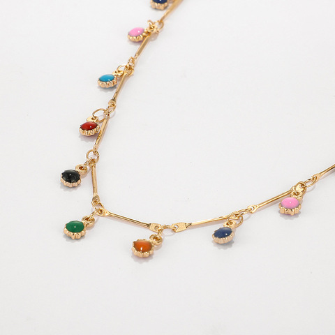 2022 Bohemian Gold Necklace For Women Charming Colorful Stone Handmade Link Chain Necklaces Women Jewelry Birthday Gift ► Photo 1/6