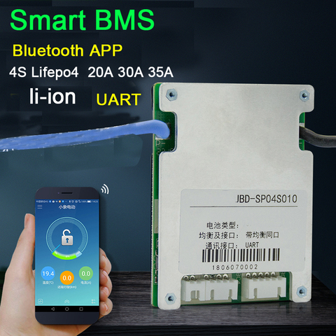 smart BMS 4S 12V 35A 30A 20A Lifepo4 li-ion Lithium battery protection board W balance Liion BMS Bluetooth APP PC monitor ► Photo 1/6