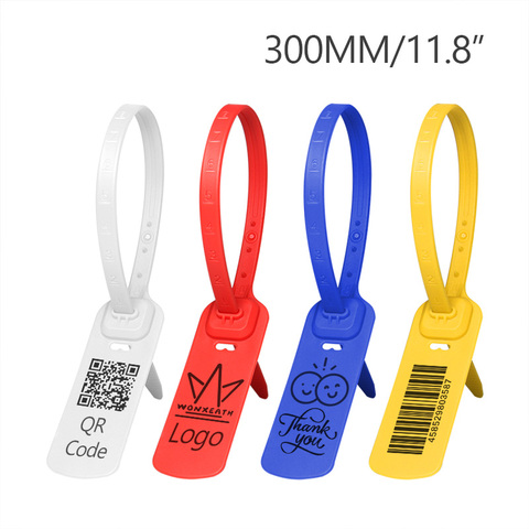 100Pcs Custom Zip Tie Off Plastic White Garment Security Seals Tag for Clothes Shoes Bag Logistics Fire Extinguisher 300mm/11.8