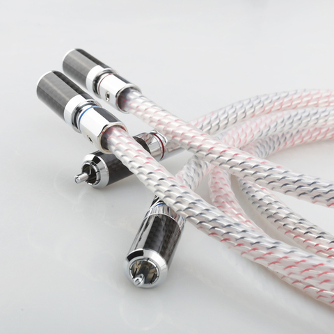 High Quality Pair Nordost Valhalla 7N silver plated audio RCA interconnect cable with Carbon fiber RCA plug connector ► Photo 1/6