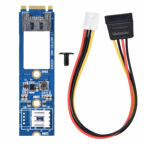 M2 TO SATA M.2 NGFF SATA to 7Pin SATA Horizontal Converter Adapter Card Expansion Card+4Pin Power Cable for WinXP Win7 Win8  ► Photo 1/6