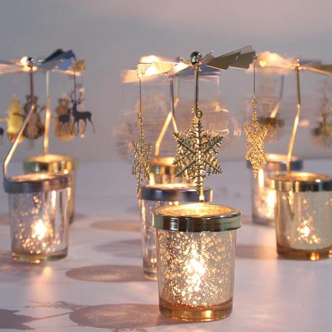 Christmas Rotary Candle Holder Merry Christmas Decorations for Home 2022 Noel Christmas Ornaments Xmas Gift New Year 2022 ► Photo 1/6