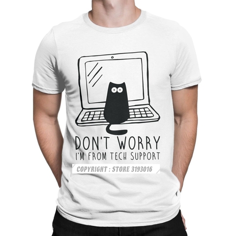 Computer Programs Cat Coder T-Shirts Men Tech Support T Shirts Code Software Programming Funny Tshirt Christmas Tees Male ► Photo 1/6