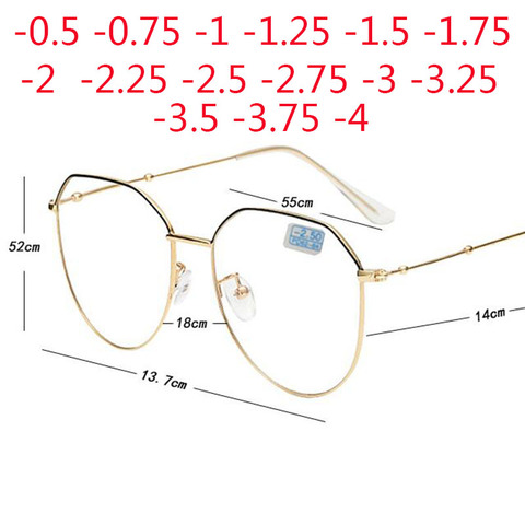 Metal irregular polygon Myopia Eyeglasses Women Men Prescription Spectacles Eyewear -0.5 -0.75 -1 -1.25 -1.5 -2 -2.5 -3 -3.5 -4 ► Photo 1/6