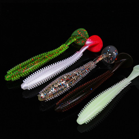 WALK FISH 5PCS/Lot 6cm/9cm Fishing Soft Lure Bait Sea Cucumber Paddle T-Tail Single Tails Grub Worm Glow Fish Accessories ► Photo 1/6