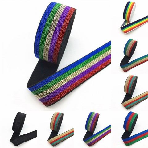 25mm Colourful Glitter  Elastic Band High Quality Nylon Soft Elastic Bands For Garment Trousers DIY Sewing Accessories 1meter ► Photo 1/6