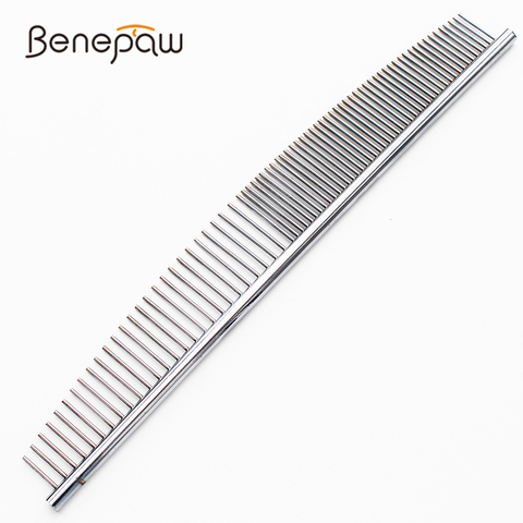 Benepaw Stainless Steel Arc Design Dog Comb Durable Safe Round Teeth Curved Grooming Pet Brush For Lose Hair Tangles Knots ► Photo 1/6