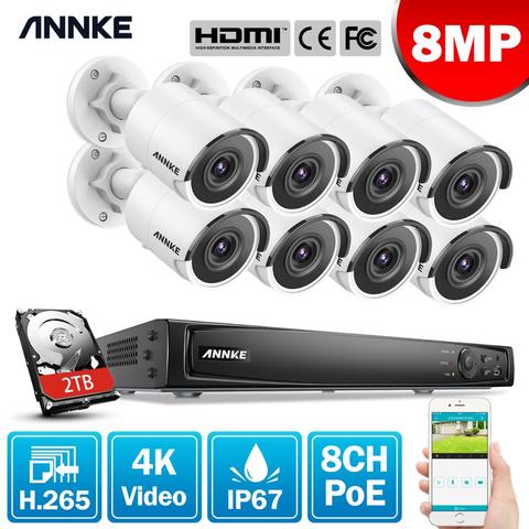 ANNKE 16CH 4K Ultra HD POE Network Video Security System 8MP H.265 NVR With 8pcs 8MP EXIR Night Vision IP67 Bullet IP Camera ► Photo 1/6