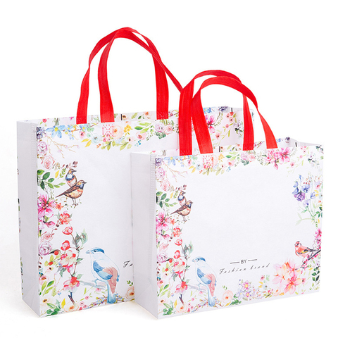 1PC Flower Print Foldable Shopping Bag Reusable Eco Shopper Bag Large Women Storage Tote Pouch Non-Woven  Grocery Shopping Bags ► Photo 1/6