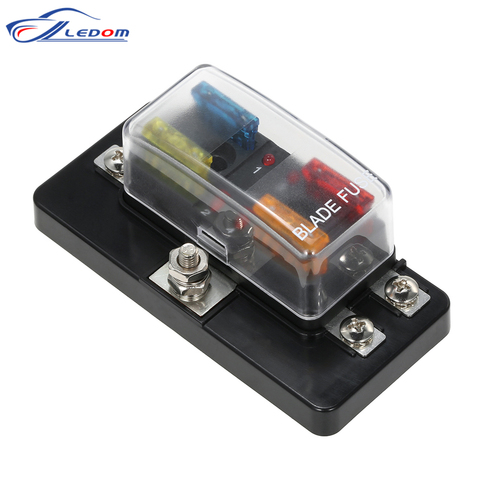 Blade Fuse Box DC 12V 24V 4 Way with LED Indicator Block for Car Boat Marine Caravan Circuit Standard ATO Send Fuses ► Photo 1/6