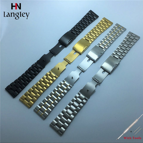 Stainless Steel Watchband For Men Women Watches Straps 14mm 16mm 18mm 19mm 20 21mm 22 24mm 26mm Folding Buckle Band Accessories ► Photo 1/6
