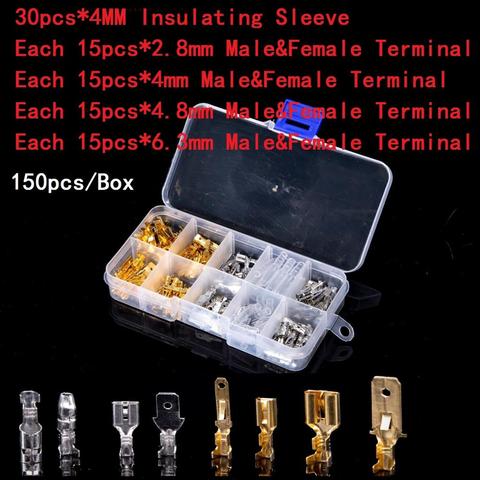 150pcs 2.8MM 4.0MM  4.8MM 6.3MM  Male Female Car Spade Connector Splice Crimp Wire Terminals for Car Motorcycle Bike ► Photo 1/6