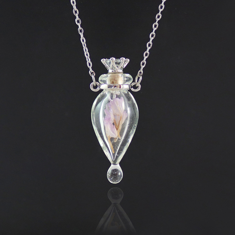 1PC Clear Water Drop Perfume Bottle Necklaces Heart Bottle Stainless Steel Chain Make a Wish Women Perfume Pendant ► Photo 1/6