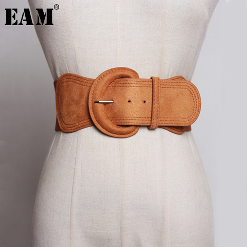 [EAM]  Suede Pu Leather Big Buckle Adjustable Wide Belt Personality Women New Fashion Tide All-match Spring Autumn 2022 JZ135 ► Photo 1/6