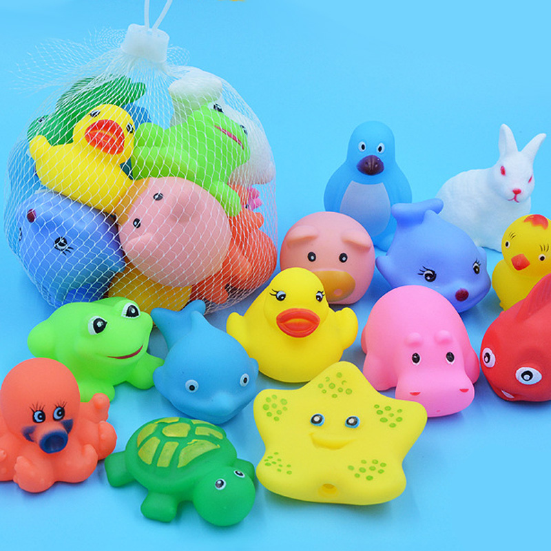 13Pcs Soft Rubber Float Sqeezes Sounds Baby Wash Bath Play Animals Baby Toys ZY 