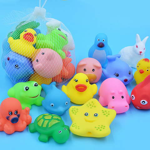 10 Pcs/set Baby Cute Animals Bath Toy Swimming Water Toys Soft Rubber Float Squeeze Sound Kids Wash Play Funny Gift ► Photo 1/6