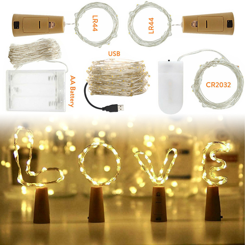 9 Colors 1M 2M 3M 5M 10M LED String Light Cork Fairy Lights Garlands Holiday Lamp USB/Battery Powered for Xmas New Year Decor ► Photo 1/6