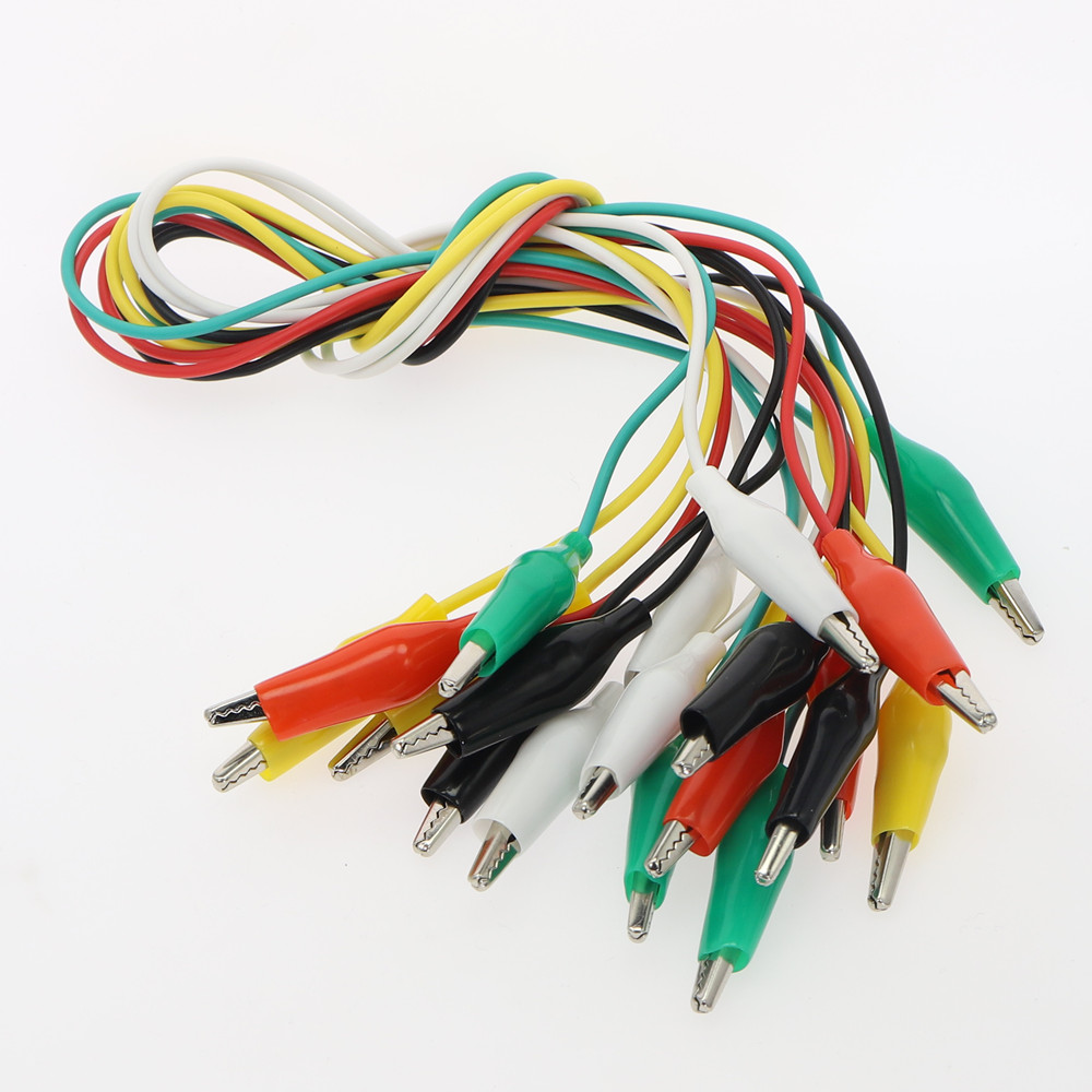 10Pcs Test Leads Wire Jumper Cable Double-ended Crocodile Alligator Clips 