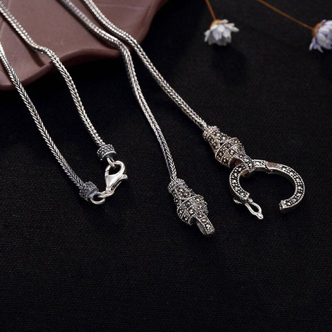 V.YA S925 Sterling Silver Necklaces without Pendants Vintage Thai Silver Chains Fine Jewelry Maxsay Stone Necklaces & Pendants ► Photo 1/6