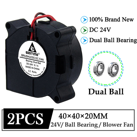 2Pcs/Lot Gdstime DC 24V 40mm 40mmx40mmx20mm Dual Ball Bearing 3D Printer Cooling Fan 4cm 4020B Turbo Blower Cooler Fan ► Photo 1/6