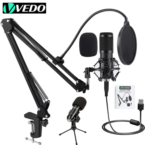 VEDO BM800 USB Kit Microfone Estúdio Condensador professional for Com Pop Filter ► Photo 1/6