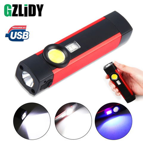 LED Flashlight Multi-function XPE+COB Torch UV Detection Lamp Rechargeable Waterproof Camping Light with Magnet Repair Lantern ► Photo 1/6