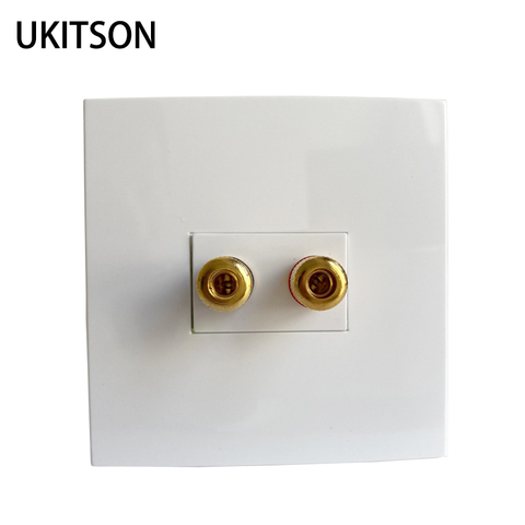 Audio Panel Terminals Banana Plug White Color 86x86 mm Sound Speaker Wall Socket Gold Plated ► Photo 1/6