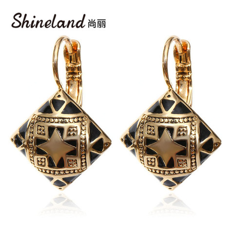 Hot New Fashion Vintage Enamel Geometric Square  Drop Earring trendy bijoux Carving Flower Ethnic Ear Jewelry  For Women ► Photo 1/6