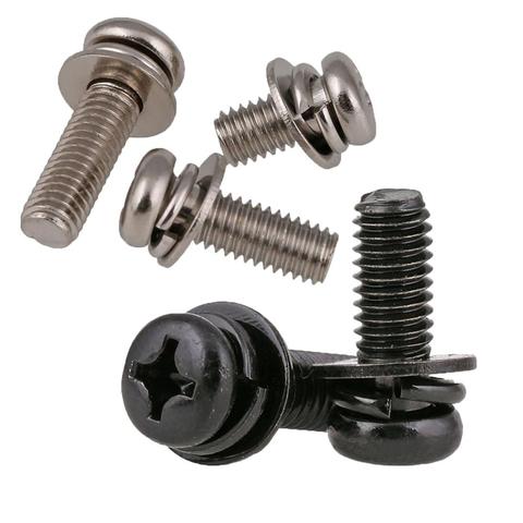 Phillips Pan Head Three Combination Screw M2-M6 Cross Round Head With Washer Screws Bolts Kit Set Black Zinc/Nickel Plated ► Photo 1/5