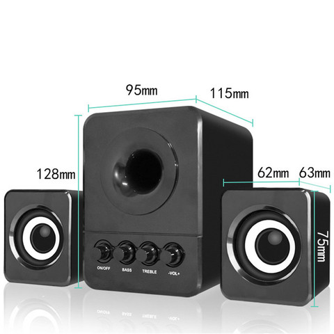 Desktop Mini Speakers Subwoofer 2.1 Stereo Bass Speaker Support U disk TF Card 3.5mm USB Notebook Music Player Bass Loudspeaker ► Photo 1/6